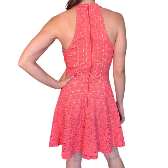 SPRING STYLE Pink coral lace homecoming dress - Picture 3 of 4